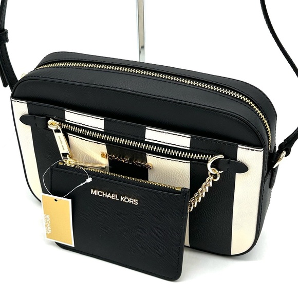 Michael Kors Large EW Zip Chain Xbody Crossbody Bag & TZ Coinpouch w/ID Black - Picture 12 of 15